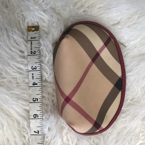 AUTH BURBERRY NOVA CHECK POUCH COSMETIC ROUND BAG - Picture 9 of 10